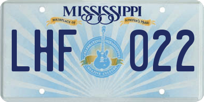 MS license plate LHF022