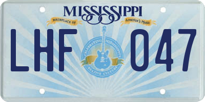 MS license plate LHF047