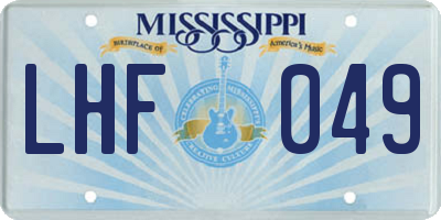 MS license plate LHF049