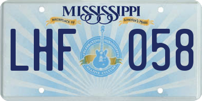 MS license plate LHF058