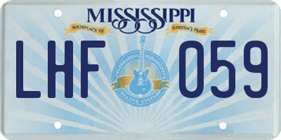 MS license plate LHF059