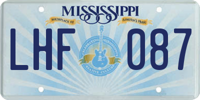 MS license plate LHF087
