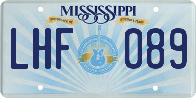 MS license plate LHF089