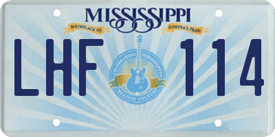 MS license plate LHF114