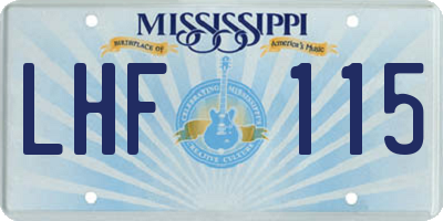 MS license plate LHF115