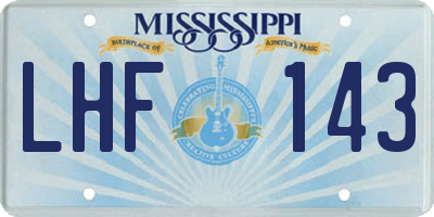 MS license plate LHF143