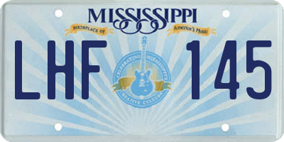 MS license plate LHF145