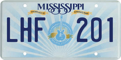 MS license plate LHF201