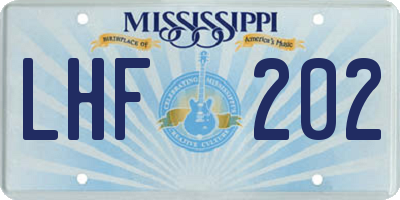 MS license plate LHF202