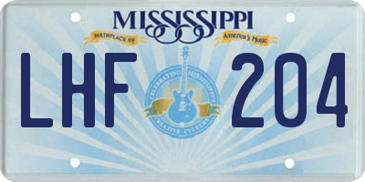 MS license plate LHF204