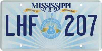 MS license plate LHF207
