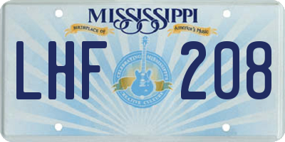 MS license plate LHF208