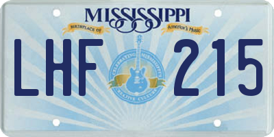 MS license plate LHF215