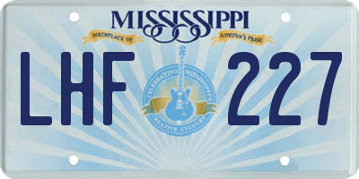 MS license plate LHF227