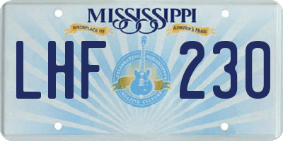 MS license plate LHF230