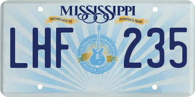 MS license plate LHF235