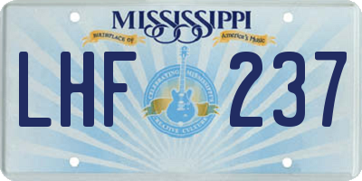 MS license plate LHF237
