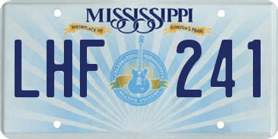 MS license plate LHF241