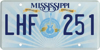 MS license plate LHF251
