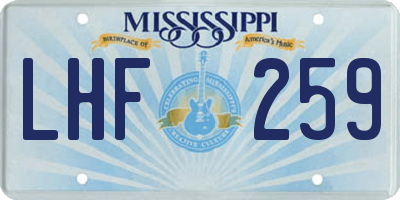 MS license plate LHF259