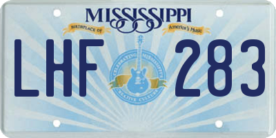 MS license plate LHF283