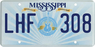 MS license plate LHF308