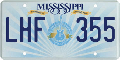MS license plate LHF355