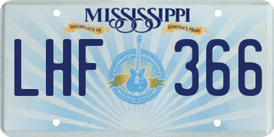 MS license plate LHF366