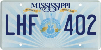 MS license plate LHF402