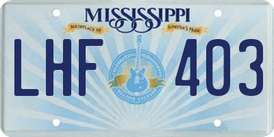 MS license plate LHF403