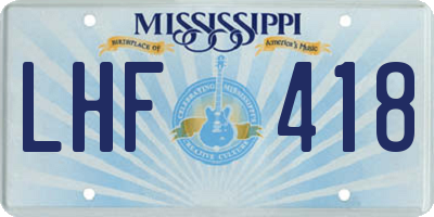 MS license plate LHF418