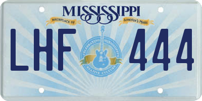 MS license plate LHF444