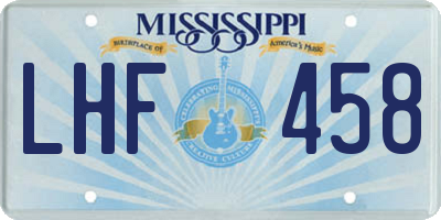 MS license plate LHF458