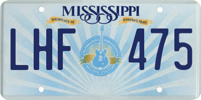 MS license plate LHF475