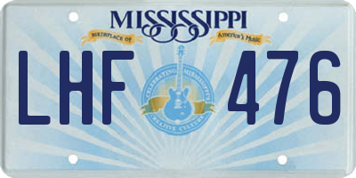 MS license plate LHF476