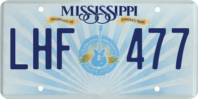 MS license plate LHF477