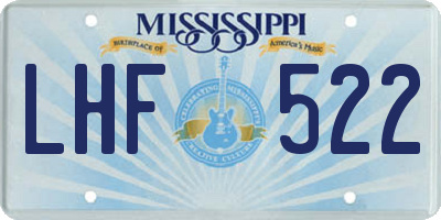 MS license plate LHF522