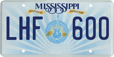 MS license plate LHF600