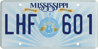 MS license plate LHF601