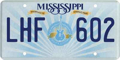 MS license plate LHF602