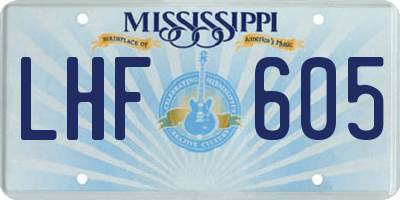 MS license plate LHF605