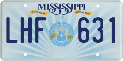 MS license plate LHF631