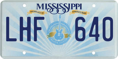 MS license plate LHF640