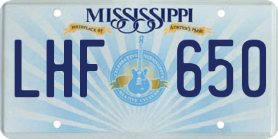 MS license plate LHF650