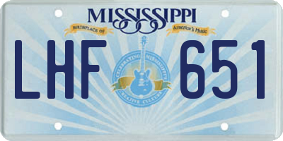 MS license plate LHF651