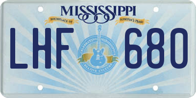 MS license plate LHF680