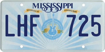 MS license plate LHF725