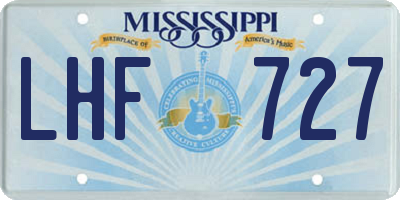 MS license plate LHF727