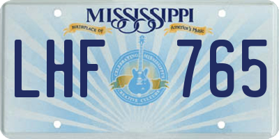 MS license plate LHF765