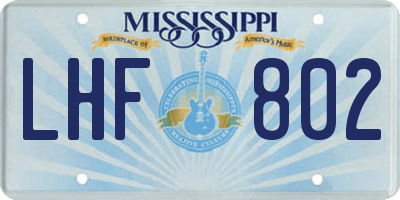 MS license plate LHF802